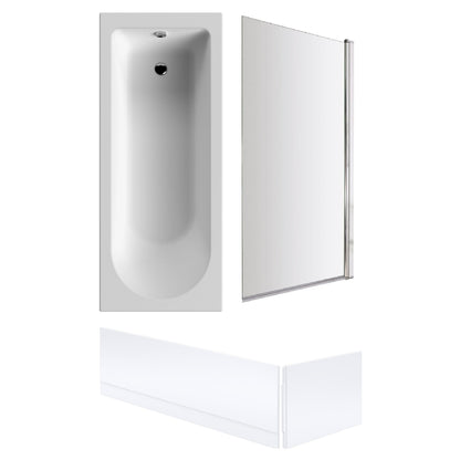 [BBSE60901] Round Single Ended 1700x700 Bath Set - Front & End Panels & Chrome Screen - Cutout