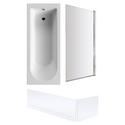 [BBSE60901] Round Single Ended 1700x700 Bath Set - Front & End Panels & Chrome Screen - Cutout