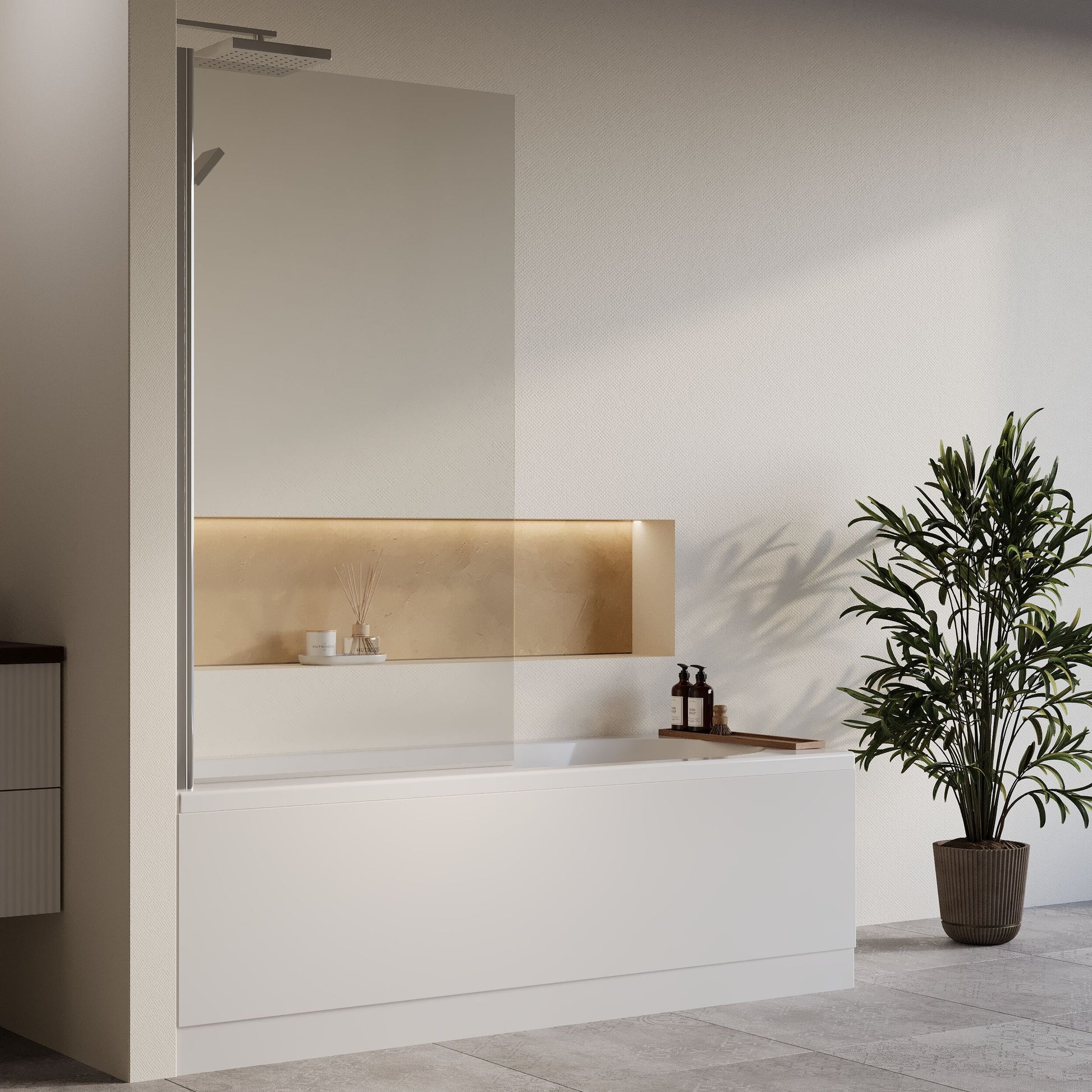 [BBSE60901] Round Single Ended 1700x700 Bath Set - Front & End Panels & Chrome Screen - Lifestyle 3