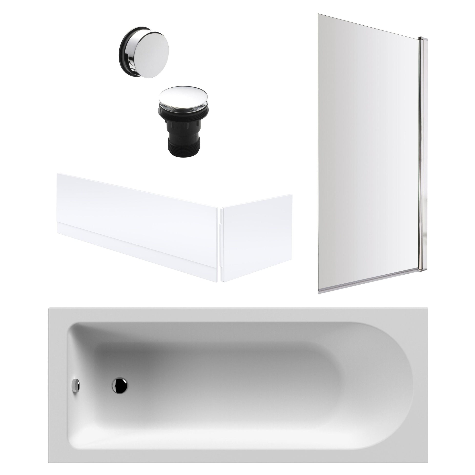 [BBSE60902] Round Single Ended 1700x700 Bath Set - Front & End Panels & Chrome Screen & Waste - Cutout
