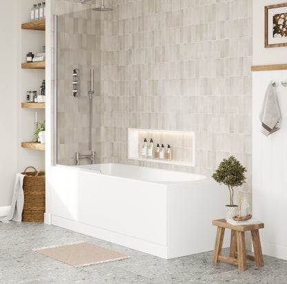 [BBSE60902] Round Single Ended 1700x700 Bath Set - Front & End Panels & Chrome Screen & Waste - Lifestyle 3