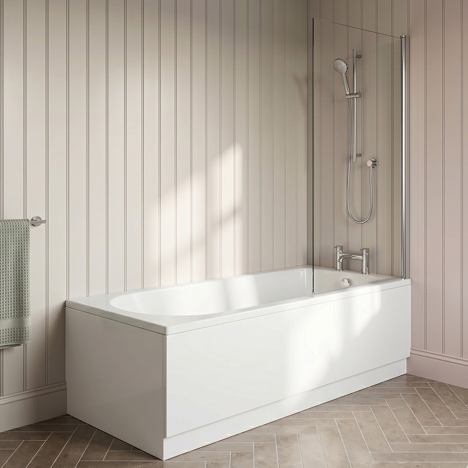 [BBSE60902] Round Single Ended 1700x700 Bath Set - Front & End Panels & Chrome Screen & Waste - Silo