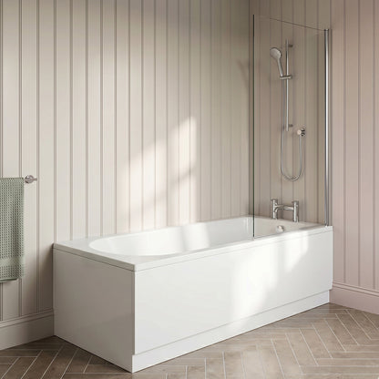 [BBSE60902] Round Single Ended 1700x700 Bath Set - Front & End Panels & Chrome Screen & Waste - Silo