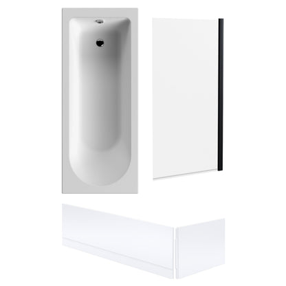 [BBSE60905] Round Single Ended 1700x700 Bath Set - Front & End Panels & Black Screen - Cutout
