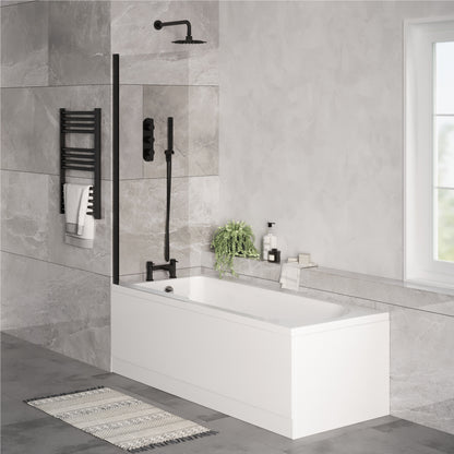 [BBSE60905] Round Single Ended 1700x700 Bath Set - Front & End Panels & Black Screen - Lifestyle 3