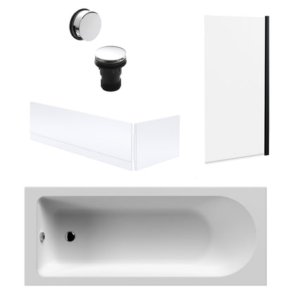 [BBSE60906] Round Single Ended 1700x700 Bath Set - Front & End Panels & Black Screen & Chrome Waste - Cutout