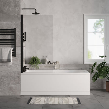 [BBSE60906] Round Single Ended 1700x700 Bath Set - Front & End Panels & Black Screen & Chrome Waste - Lifestyle 1