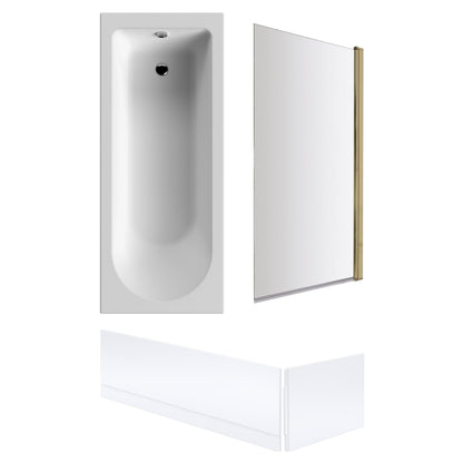 [BBSE60908] Round Single Ended 1700x700 Bath Set - Front & End Panels & Brushed Brass Screen - Cutout