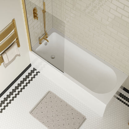 [BBSE60908] Round Single Ended 1700x700 Bath Set - Front & End Panels & Brushed Brass Screen - Lifestyle 2