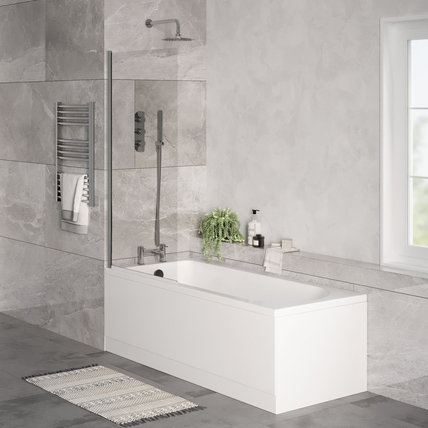 [BBSE609100] Square Single Ended 1700x700 with Leg Set & Brushed Brass Waste - Lifestyle 3