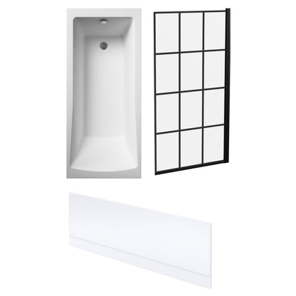 [BBSE609113] Square Single Ended Bath 1700x700 - Front Panel & Framed Black Screen - Cutout