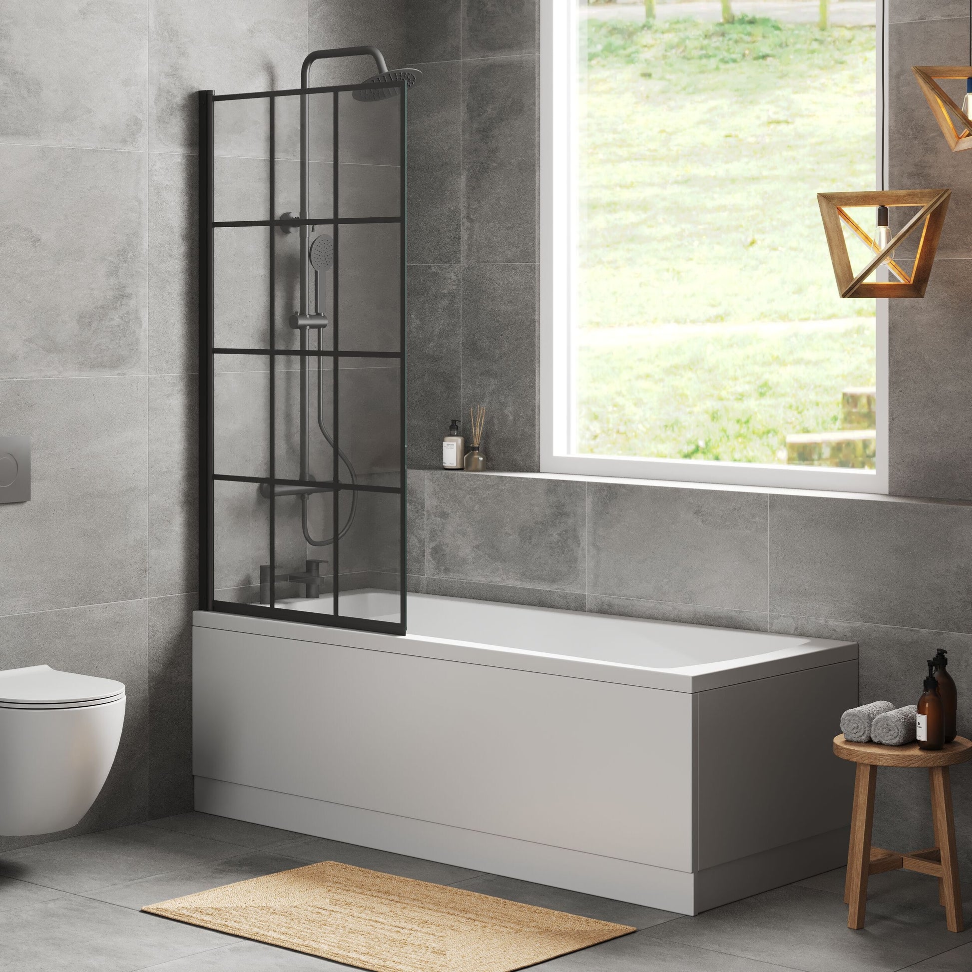 [BBSE609113] Square Single Ended Bath 1700x700 - Front Panel & Framed Black Screen - Lifestyle 3