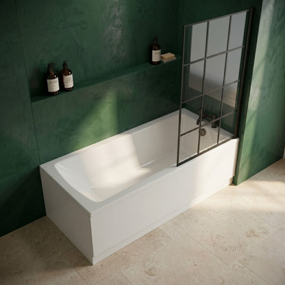 [BBSE609113] Square Single Ended Bath 1700x700 - Front Panel & Framed Black Screen - Silo