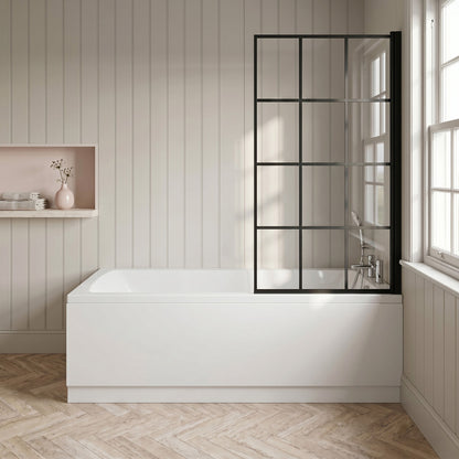[BBSE609117] Square Single Ended 1700x700 with Leg Set & Black Square Framed Screen & Chrome Waste - Silo