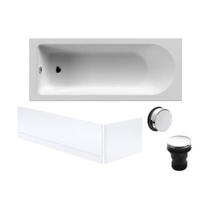 [BBSE60915] Round Single Ended 1700x700 Bath Set - Front & End Panels & Chrome Waste - Cutout