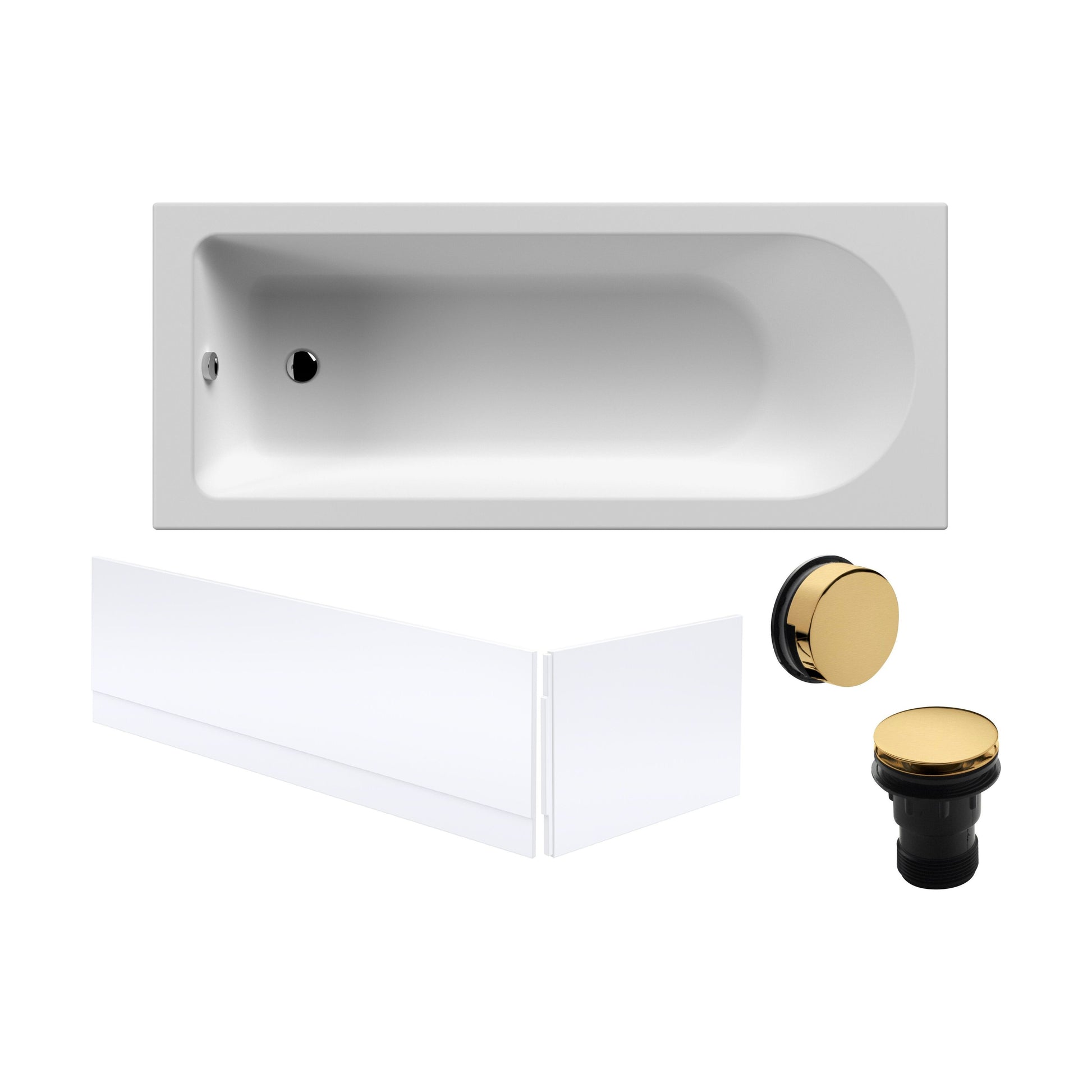 [BBSE60917] Round Single Ended 1700x700 Bath Set - Front & End Panels & Brushed Brass Waste - Cutout