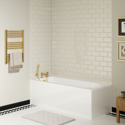 [BBSE60917] Round Single Ended 1700x700 Bath Set - Front & End Panels & Brushed Brass Waste - Lifestyle 3
