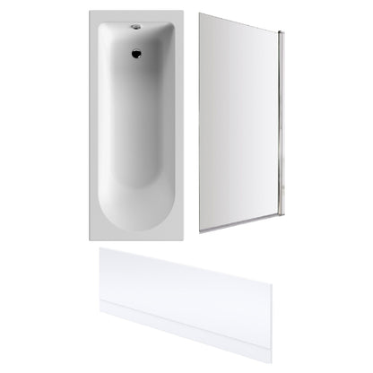 [BBSE60918] Round Single Ended 1700x700 Bath Set - Front Bath Panel & Chrome Screen - Cutout