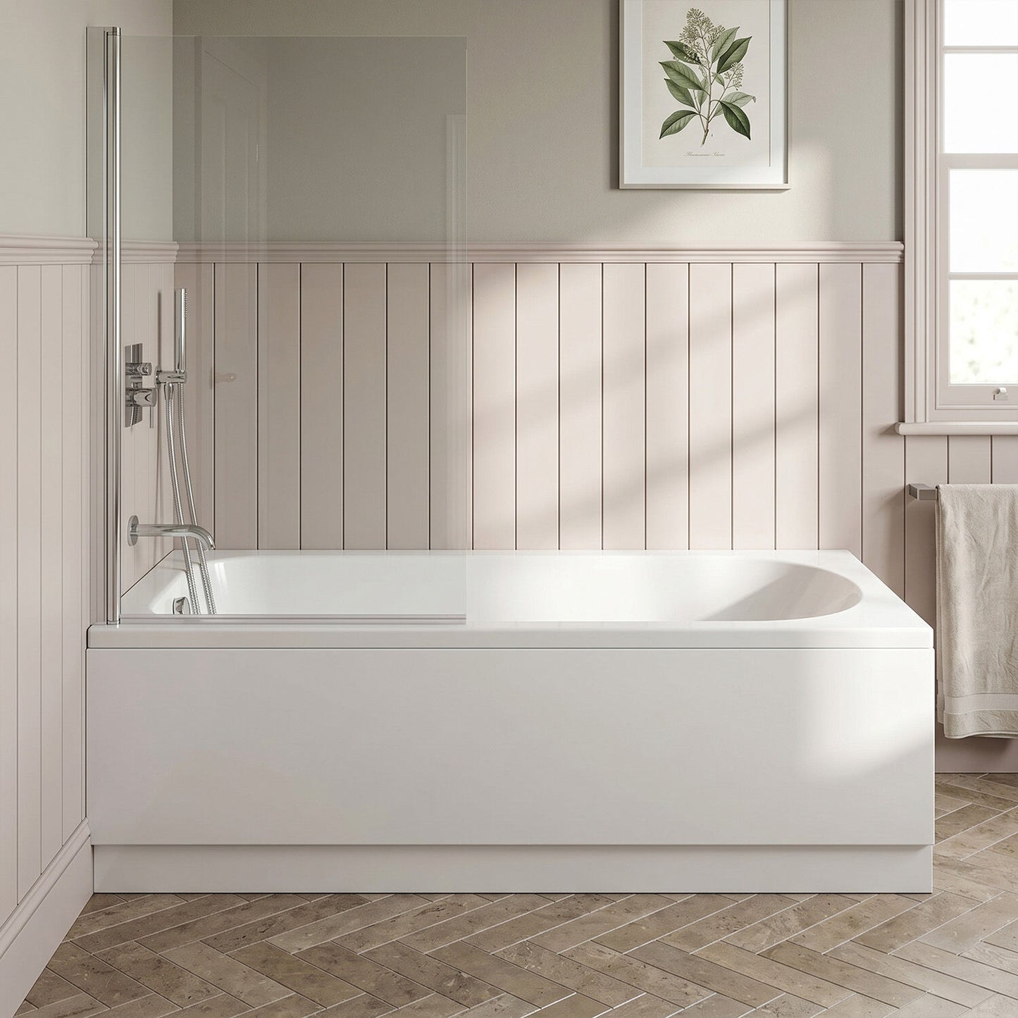 [BBSE60918] Round Single Ended 1700x700 Bath Set - Front Bath Panel & Chrome Screen - Silo