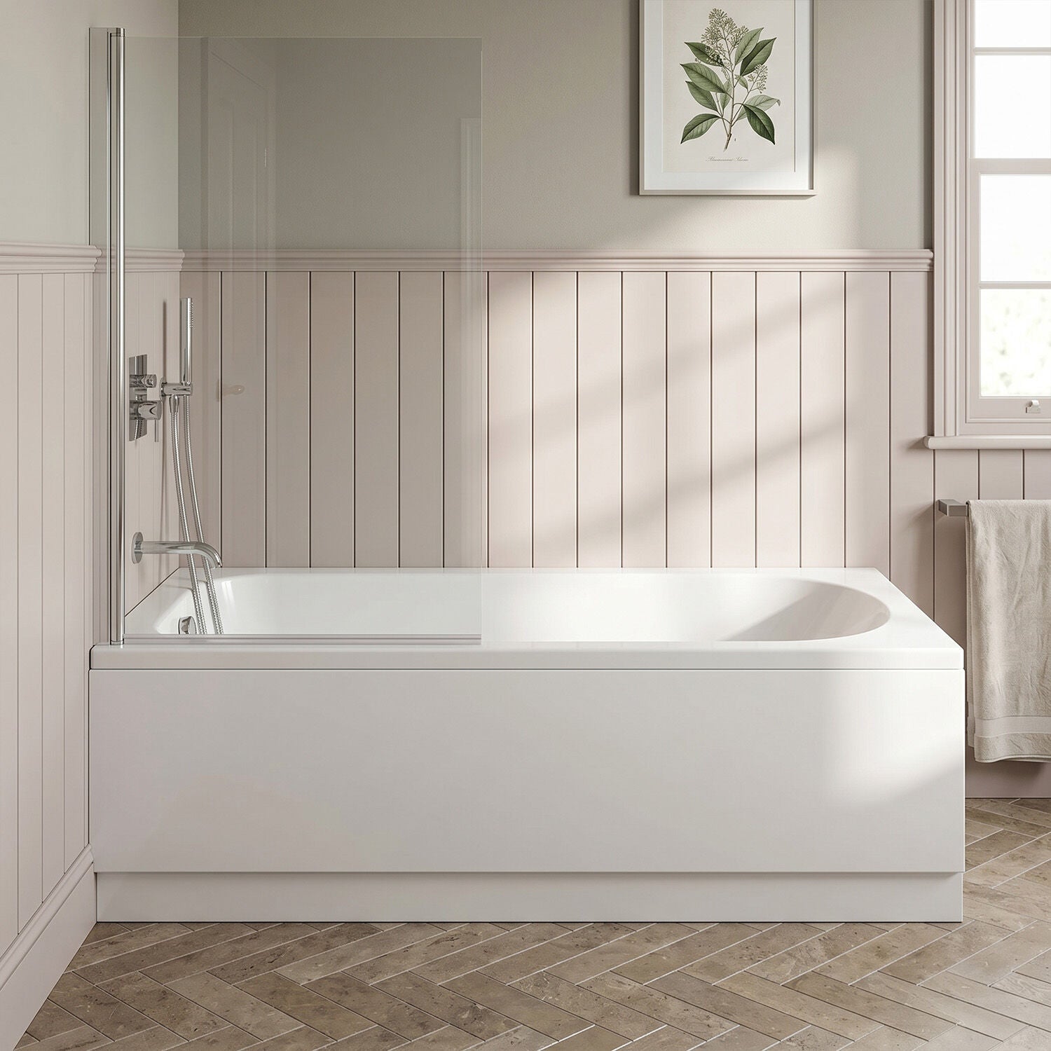 [BBSE60918] Round Single Ended 1700x700 Bath Set - Front Bath Panel & Chrome Screen - Silo