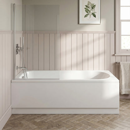 [BBSE60918] Round Single Ended 1700x700 Bath Set - Front Bath Panel & Chrome Screen - Silo