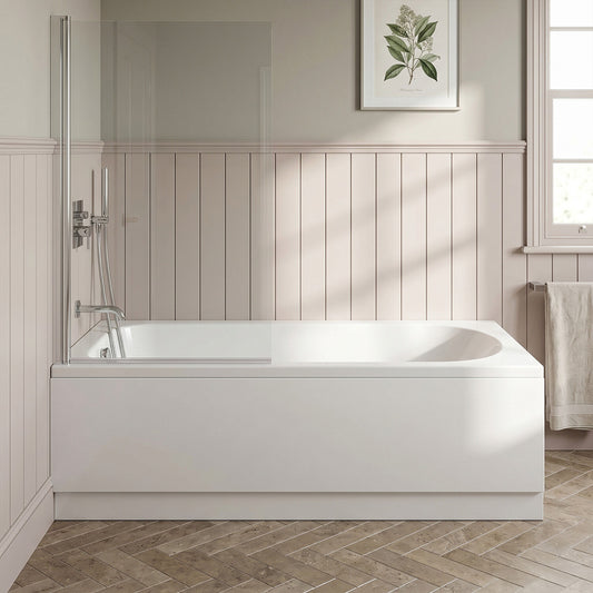 [BBSE60918] Round Single Ended 1700x700 Bath Set - Front Bath Panel & Chrome Screen - Silo