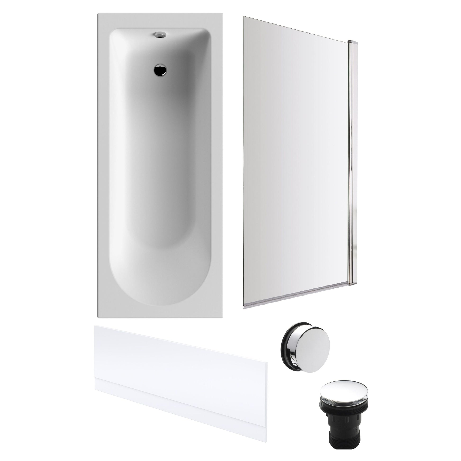 [BBSE60919] Round Single Ended 1700x700 Bath Set - Front Bath Panel & Chrome Screen & Chrome Waste - Cutout