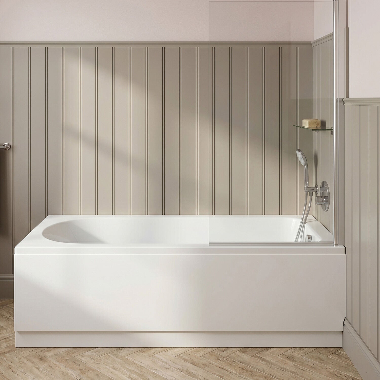 [BBSE60919] Round Single Ended 1700x700 Bath Set - Front Bath Panel & Chrome Screen & Chrome Waste - Silo