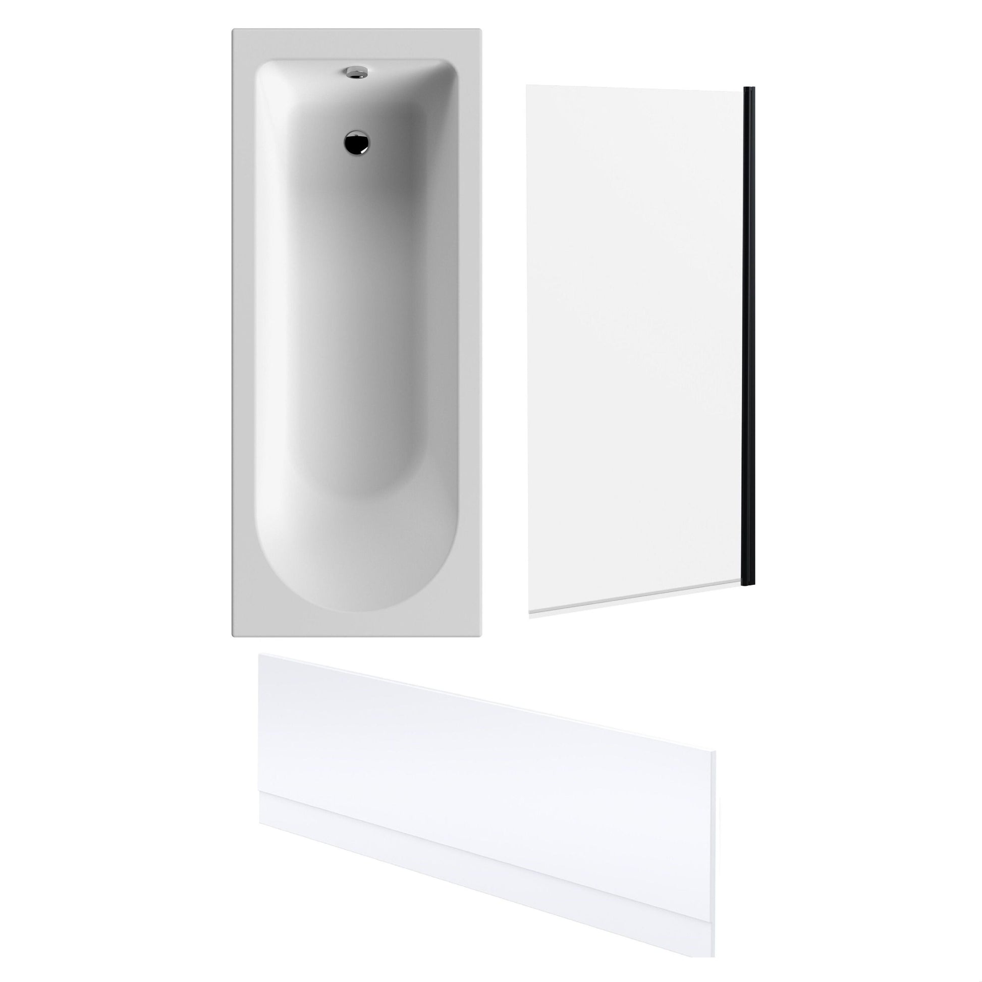 [BBSE60922] Round Single Ended 1700x700 Bath Set - Front Bath Panel & Black Screen - Cutout