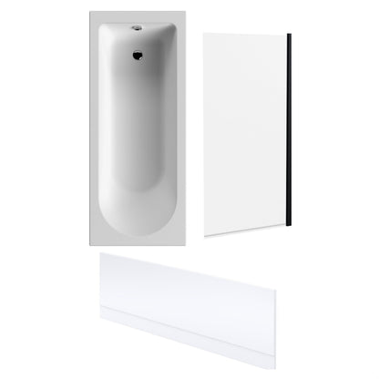 [BBSE60922] Round Single Ended 1700x700 Bath Set - Front Bath Panel & Black Screen - Cutout
