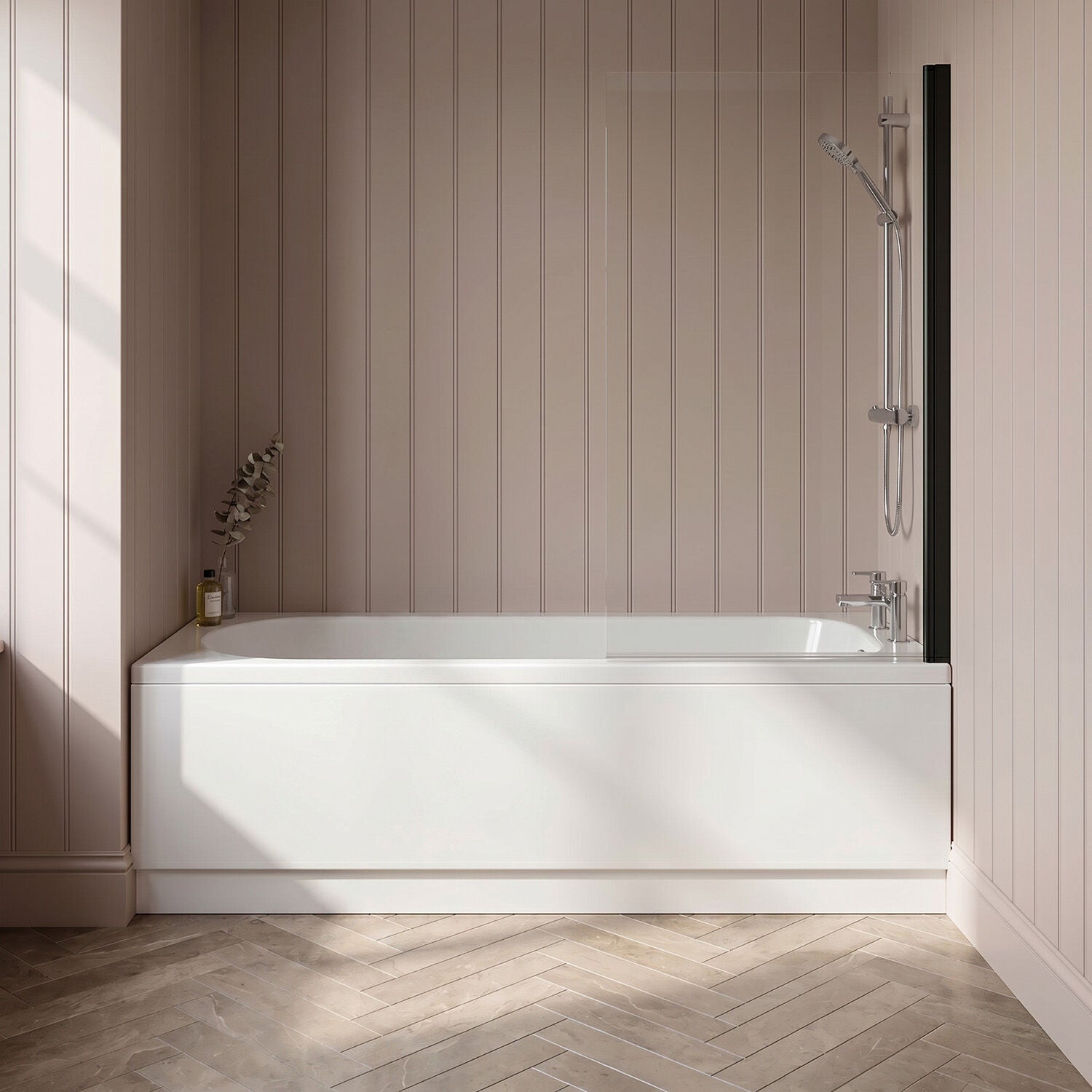 [BBSE60922] Round Single Ended 1700x700 Bath Set - Front Bath Panel & Black Screen - Silo