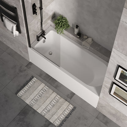 [BBSE60923] Round Single Ended 1700x700 Bath Set - Front Bath Panel & Black Screen & Chrome Waste - Lifestyle 2