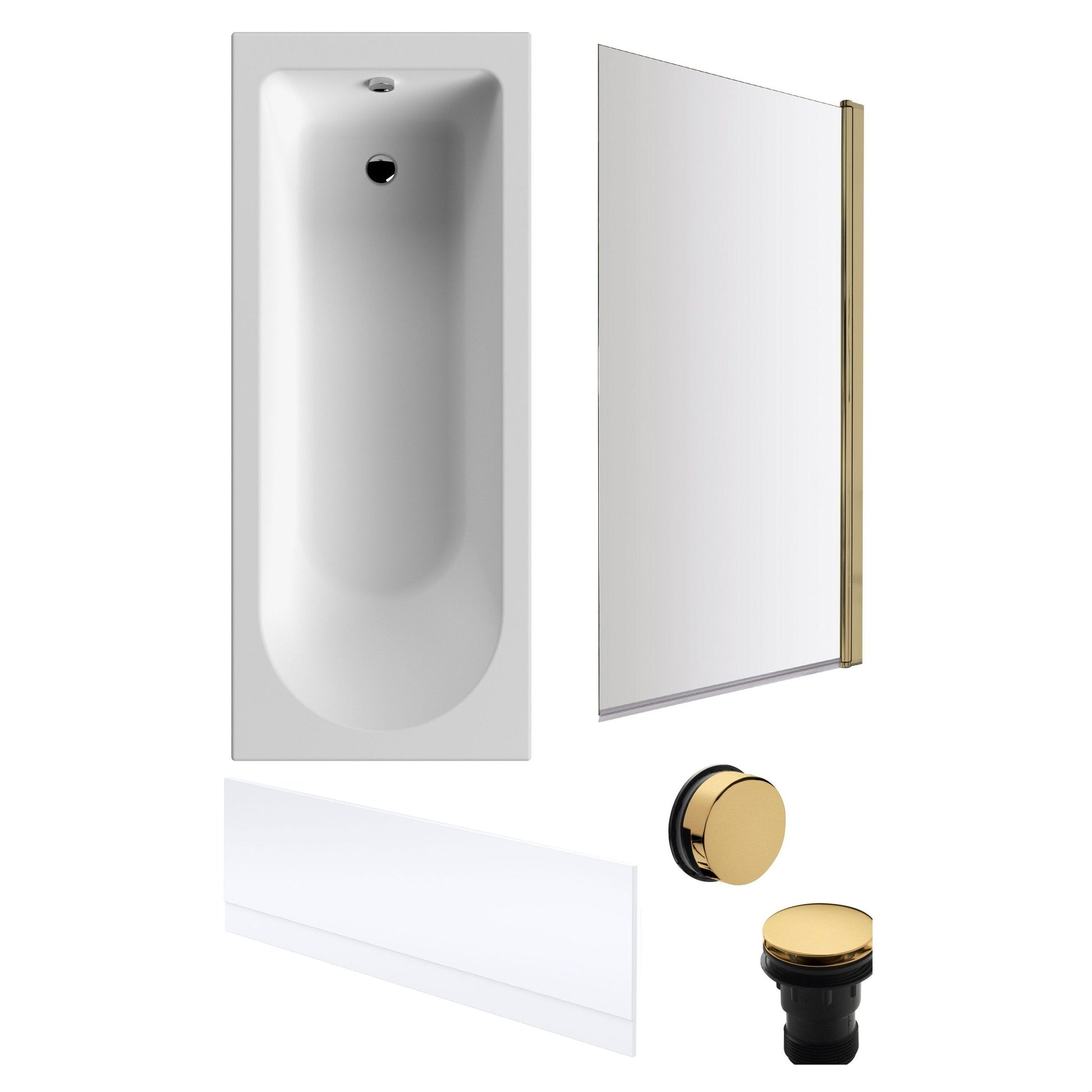[BBSE60927] Round Single Ended 1700x700 Bath Set - Front Bath Panel & Brushed Brass Screen & Brushed Brass Waste - Cutout