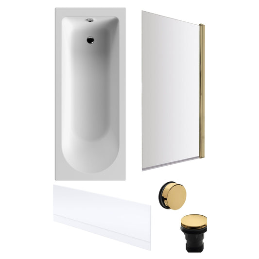 [BBSE60927] Round Single Ended 1700x700 Bath Set - Front Bath Panel & Brushed Brass Screen & Brushed Brass Waste - Cutout