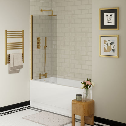 [BBSE60927] Round Single Ended 1700x700 Bath Set - Front Bath Panel & Brushed Brass Screen & Brushed Brass Waste - Lifestyle 3