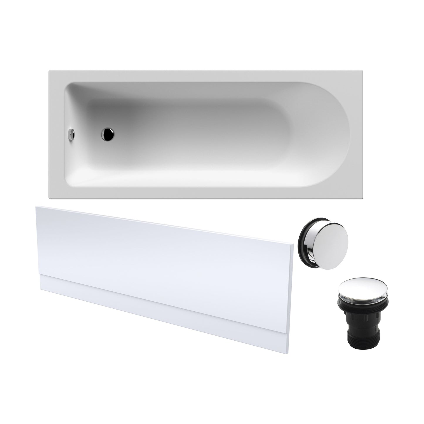 [BBSE60932] Round Single Ended 1700x700 Bath Set - Front Bath Panel & Chrome Waste - Cutout