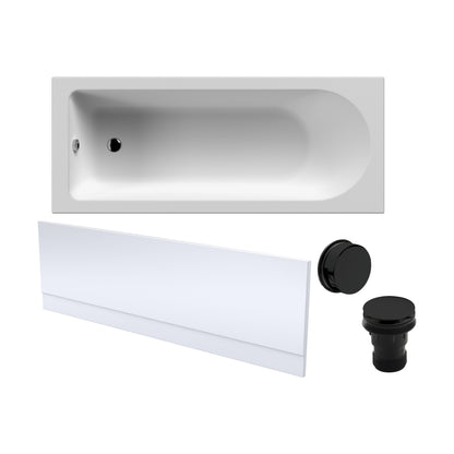 [BBSE60933] Round Single Ended 1700x700 Bath Set - Front Bath Panelm, Black Waste & Leg Set - Cutout
