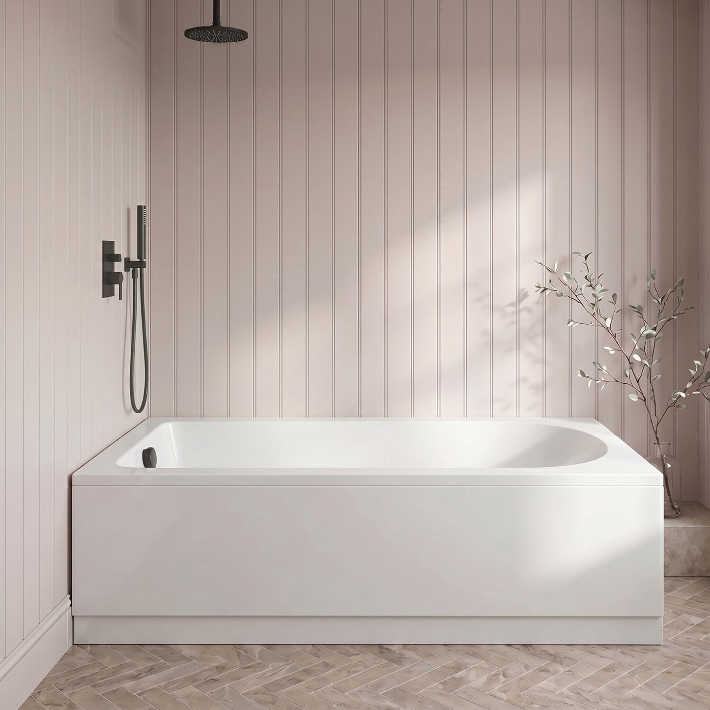 [BBSE60933] Round Single Ended 1700x700 Bath Set - Front Bath Panelm, Black Waste & Leg Set - Silo