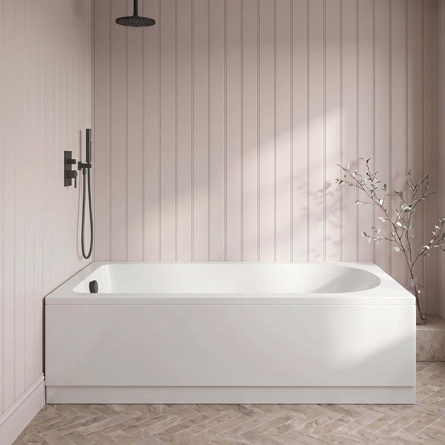 [BBSE60933] Round Single Ended 1700x700 Bath Set - Front Bath Panelm, Black Waste & Leg Set - Silo