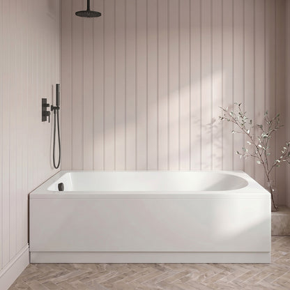 [BBSE60933] Round Single Ended 1700x700 Bath Set - Front Bath Panelm, Black Waste & Leg Set - Silo