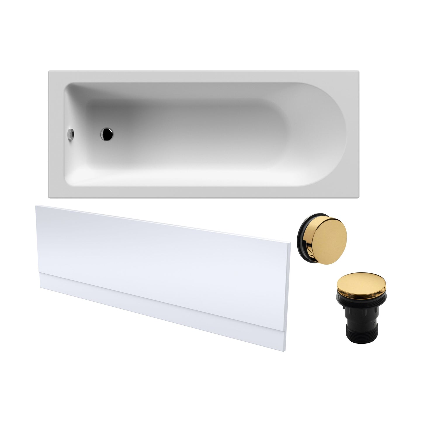 [BBSE60934] Round Single Ended 1700x700 Bath Set - Front Bath Panel & Brushed Brass Waste - Cutout