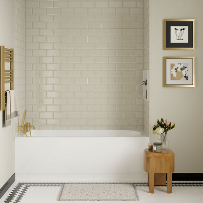 [BBSE60934] Round Single Ended 1700x700 Bath Set - Front Bath Panel & Brushed Brass Waste - Lifestyle 1