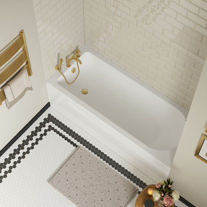 [BBSE60934] Round Single Ended 1700x700 Bath Set - Front Bath Panel & Brushed Brass Waste - Lifestyle 2