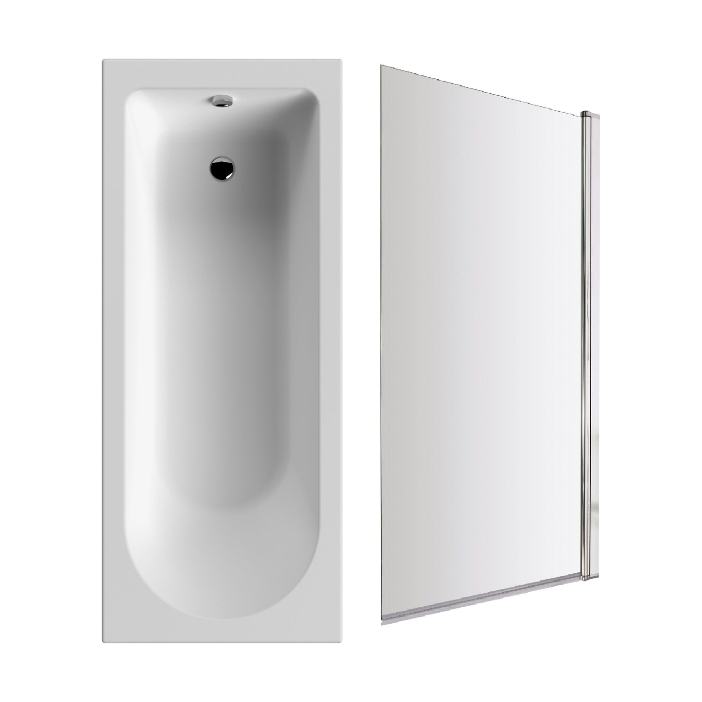 [BBSE60935] Round Single Ended 1700x700 Bath Set - Leg Set & Chrome Screen - Cutout