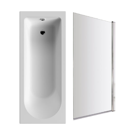 [BBSE60935] Round Single Ended 1700x700 Bath Set - Leg Set & Chrome Screen - Cutout