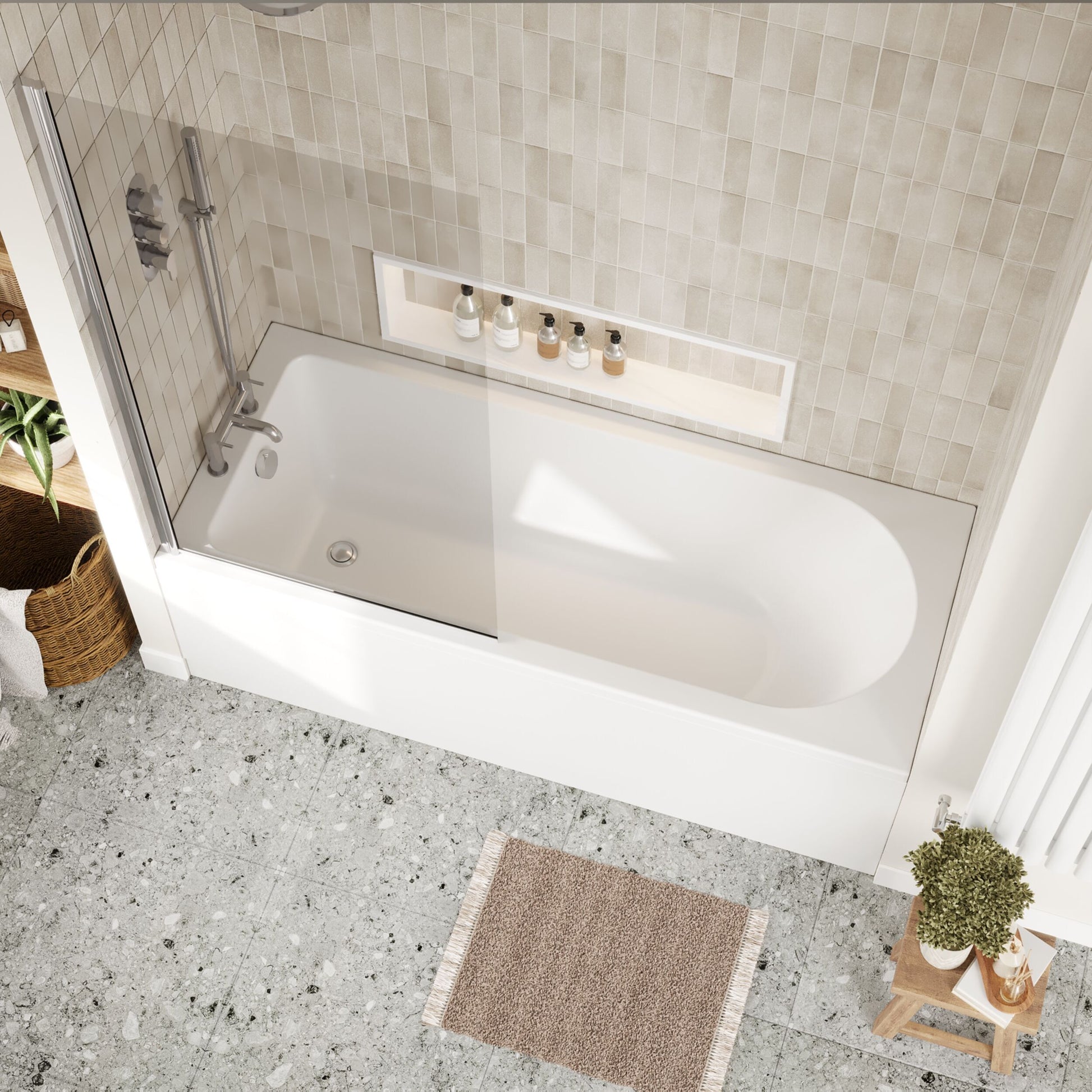 [BBSE60935] Round Single Ended 1700x700 Bath Set - Leg Set & Chrome Screen - Lifestyle 2