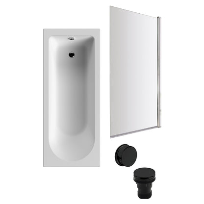 [BBSE60937] Round Single Ended 1700x700 Bath Set - Leg Set & Chrome Screen & Black Waste - Cutout