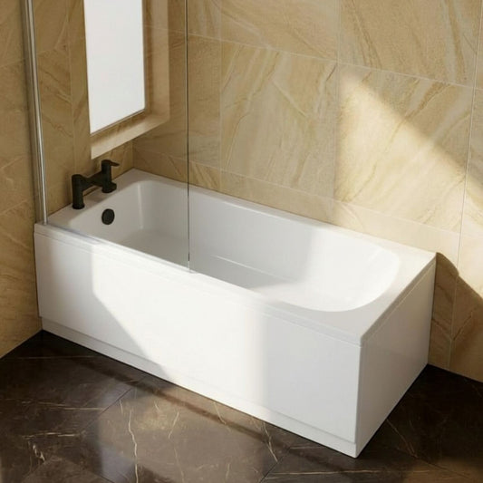 [BBSE60937] Round Single Ended 1700x700 Bath Set - Leg Set & Chrome Screen & Black Waste - Silo
