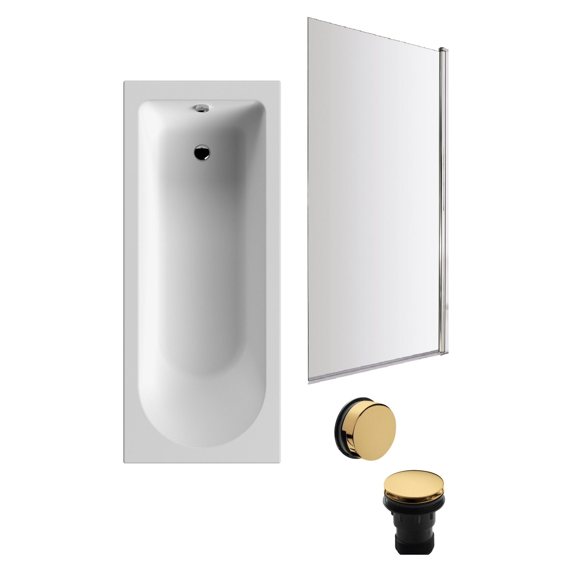 [BBSE60938] Round Single Ended 1700x700 Bath Set - Leg Set & Chrome Screen & Brushed Brass Waste - Cutout