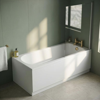 [BBSE60938] Round Single Ended 1700x700 Bath Set - Leg Set & Chrome Screen & Brushed Brass Waste - Silo
